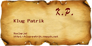 Klug Patrik névjegykártya